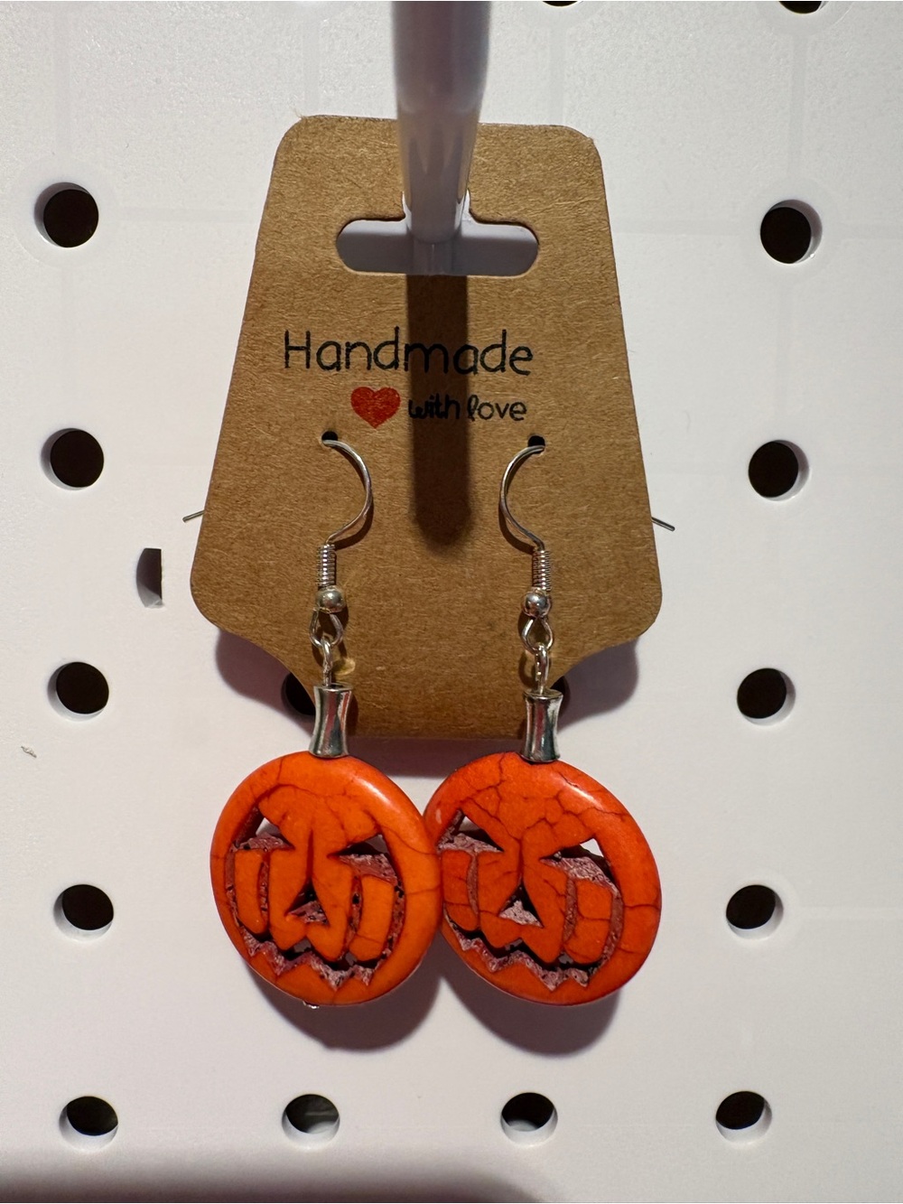 (2/$30) Handmade Orange Pumpkin Jack-o'-Lantern Earrings for Halloween